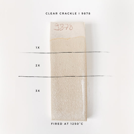 BOTZ 9878 Clear Crackle – glasyrprov med 1, 2 och 3 lager vid 1250 °C