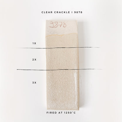 BOTZ 9878 Clear Crackle – glasyrprov med 1, 2 och 3 lager vid 1250 °C