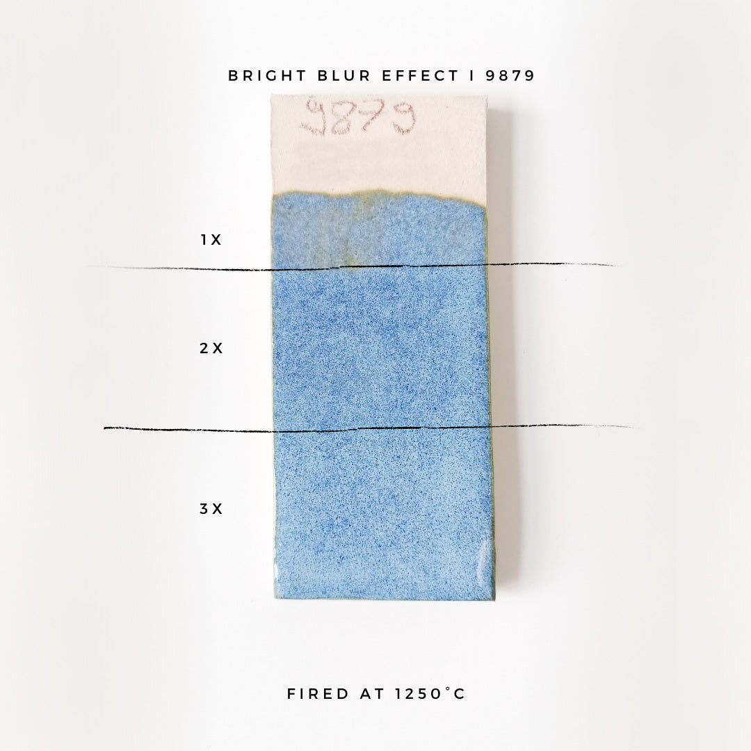 BOTZ 9879 Bright blue effect – glasyrprov med 1, 2 och 3 lager vid 1250 °C