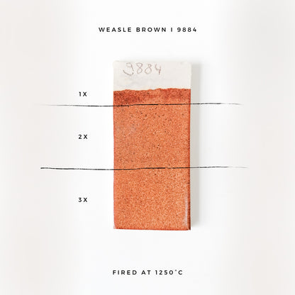 BOTZ 9884 Weasle brown – glasyrprov med 1, 2 och 3 lager vid 1250 °C