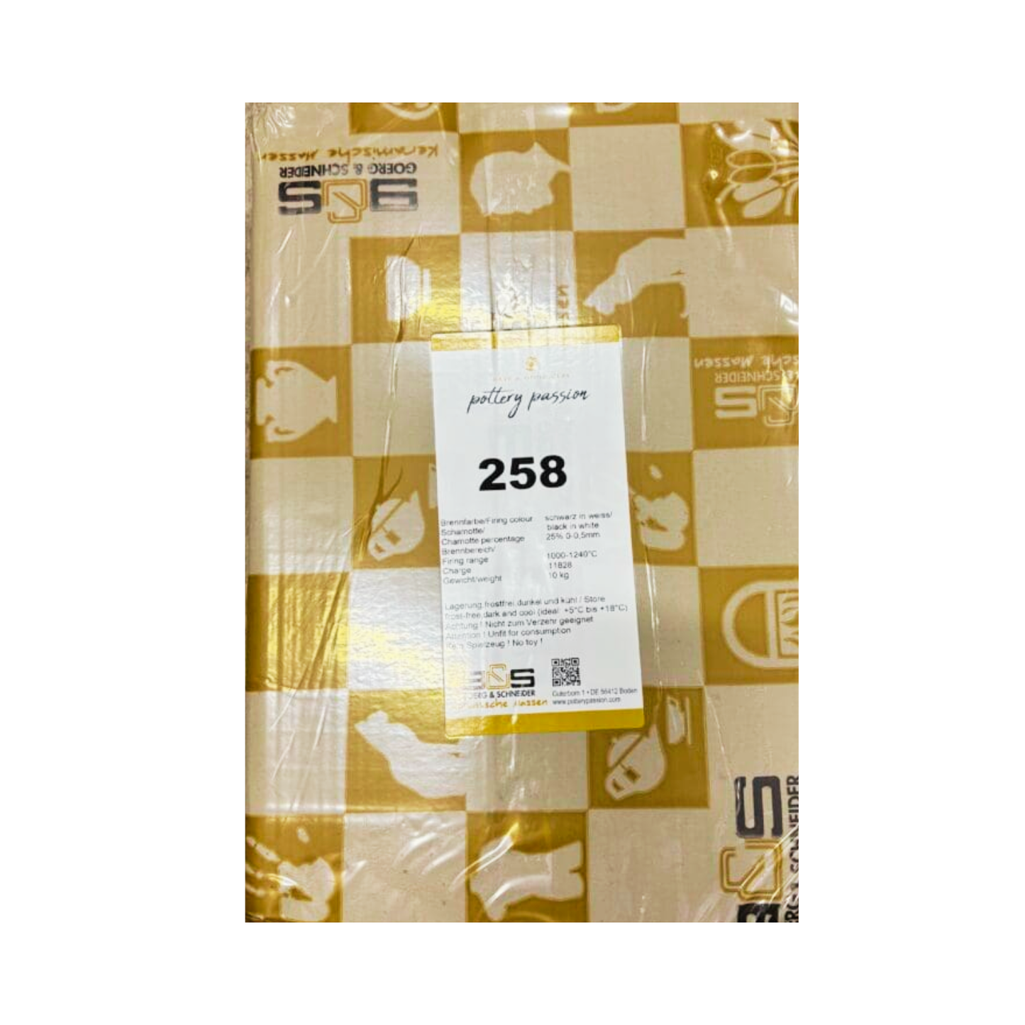 Goerg & Schneider 258 – ljus stengodslera med svart chamotte